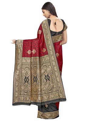 self design woven saree with blouse - 17458927 - Standard Image - 2