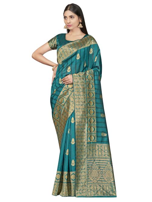 self design woven saree with blouse - 17458929 - Standard Image - 1