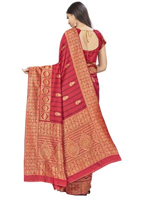 self design woven saree with blouse - 17458930 - Standard Image - 2