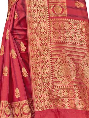 self design woven saree with blouse - 17458930 - Standard Image - 4