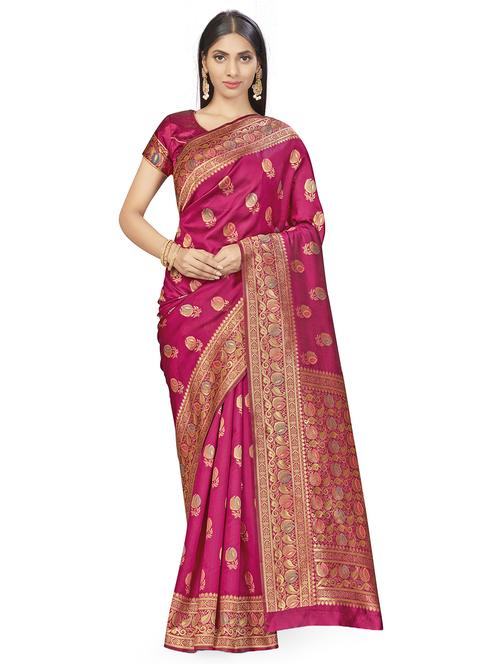 self design woven saree with blouse - 17458936 - Standard Image - 1