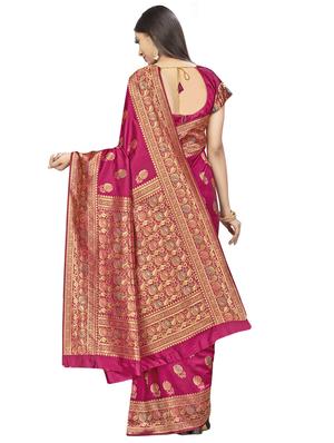 self design woven saree with blouse - 17458936 - Standard Image - 2
