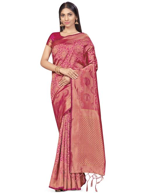 self design woven saree with blouse - 17458937 - Standard Image - 1