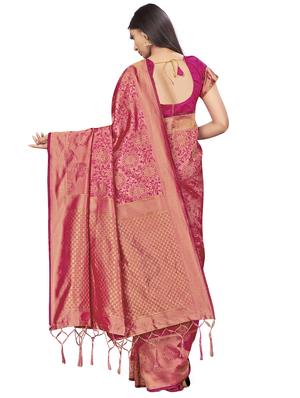 self design woven saree with blouse - 17458937 - Standard Image - 2