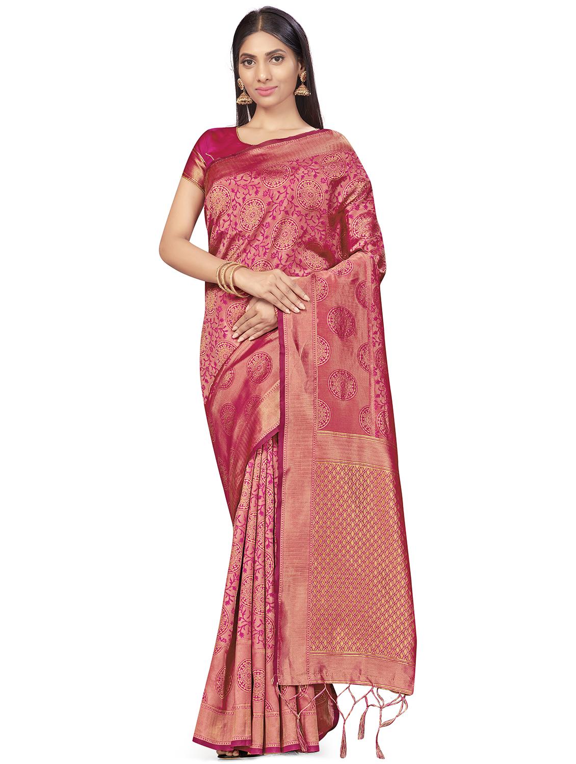 self design woven saree with blouse - 17458937 - Zoom Image - 1