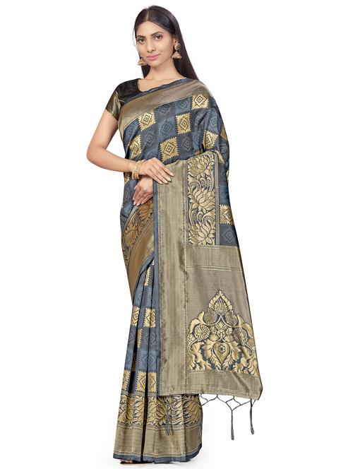 self design woven saree with blouse - 17458938 - Standard Image - 1