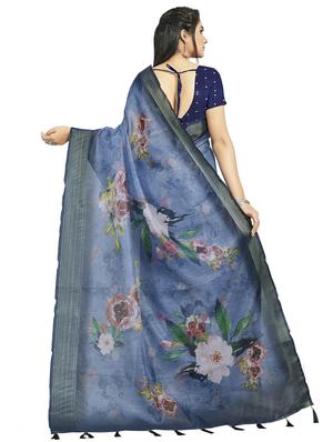 floral printed saree with blouse - 17458944 - Standard Image - 2