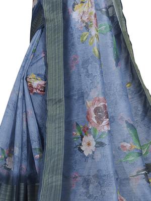 floral printed saree with blouse - 17458944 - Standard Image - 4