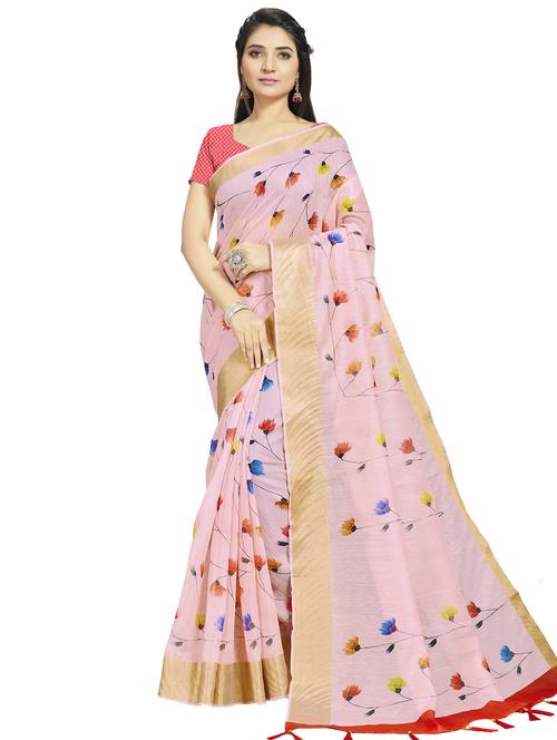floral printed saree with blouse - 17458945 - Standard Image - 1