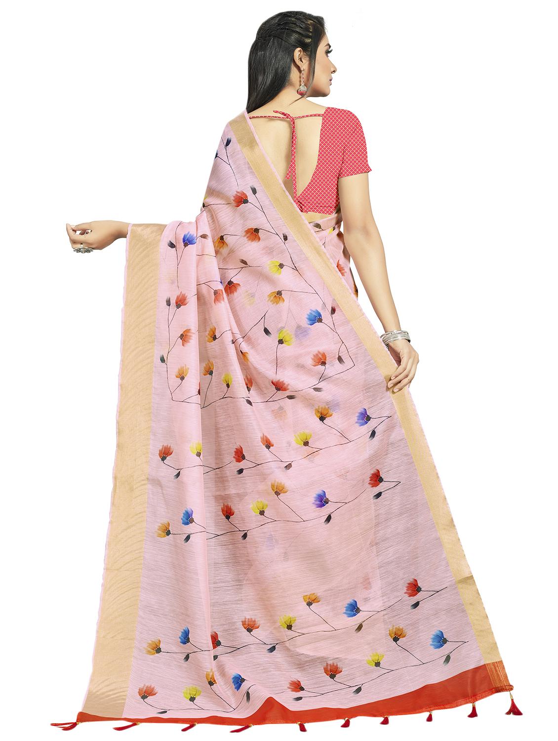 floral printed saree with blouse - 17458945 - Zoom Image - 2