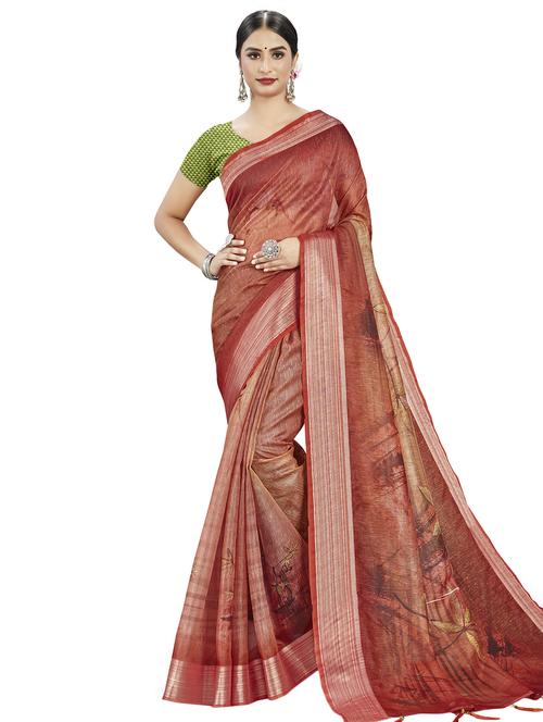 floral printed saree with blouse - 17458947 - Standard Image - 1