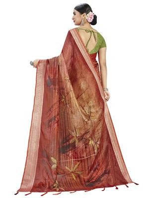 floral printed saree with blouse - 17458947 - Standard Image - 2