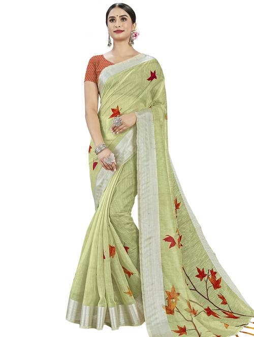floral printed saree with blouse - 17458948 - Standard Image - 1