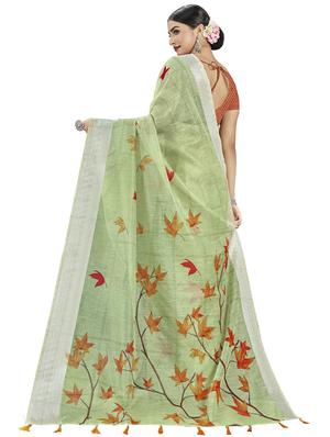 floral printed saree with blouse - 17458948 - Standard Image - 2