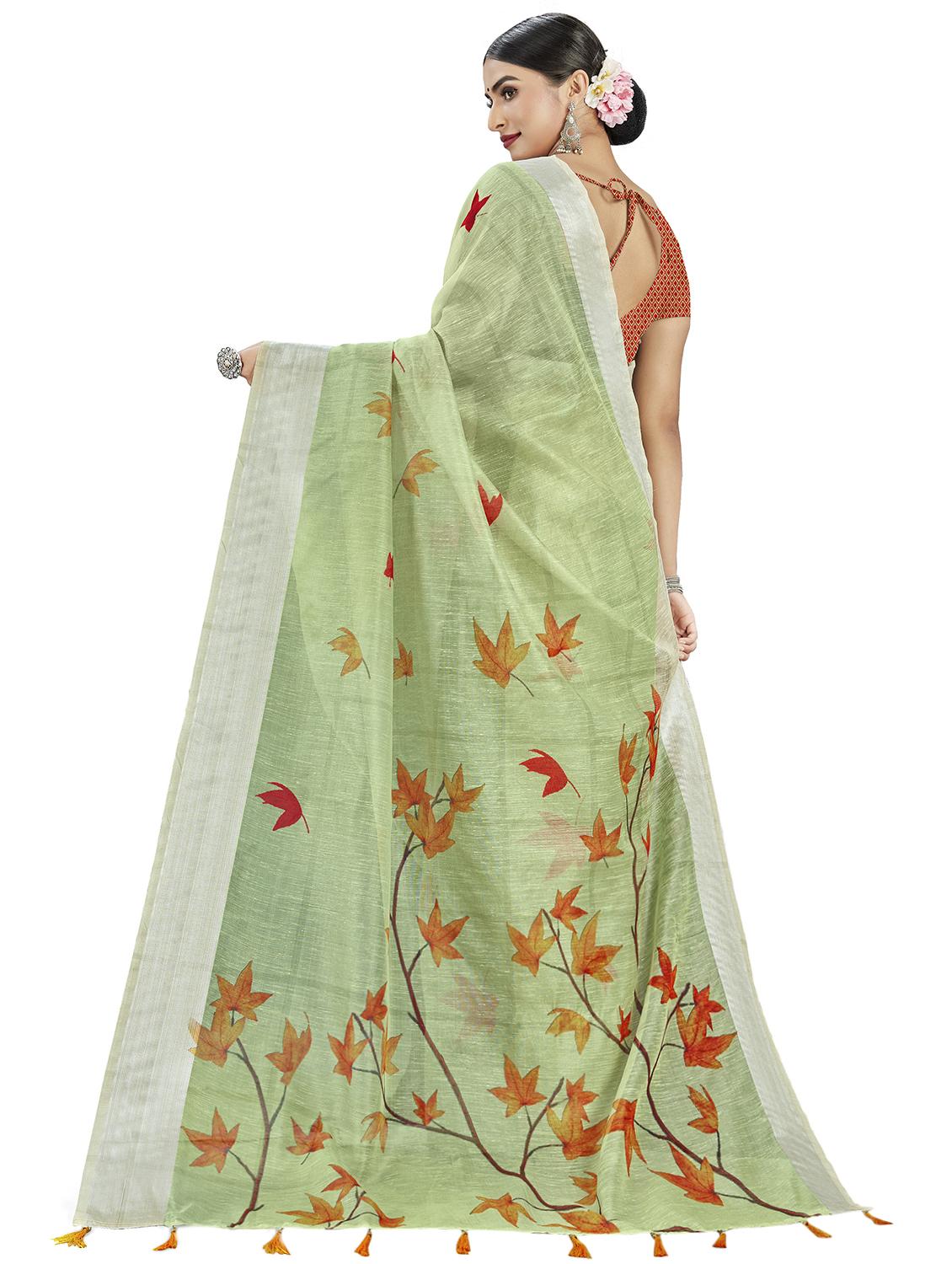 floral printed saree with blouse - 17458948 - Zoom Image - 2