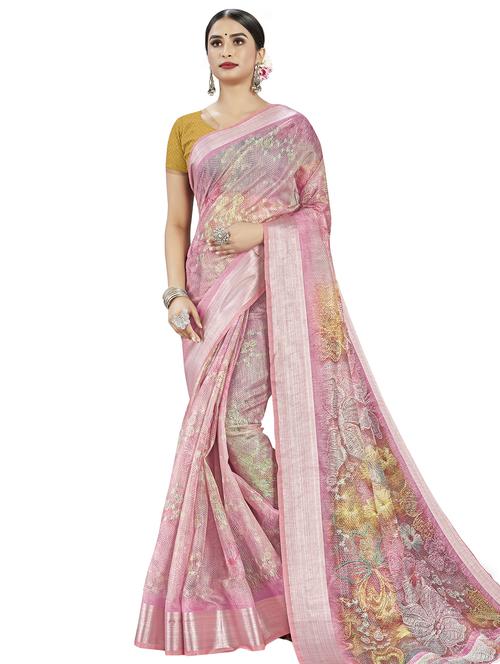 floral printed saree with blouse - 17458951 - Standard Image - 1
