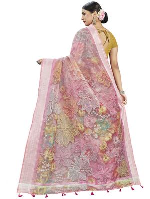 floral printed saree with blouse - 17458951 - Standard Image - 2