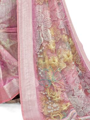 floral printed saree with blouse - 17458951 - Standard Image - 4