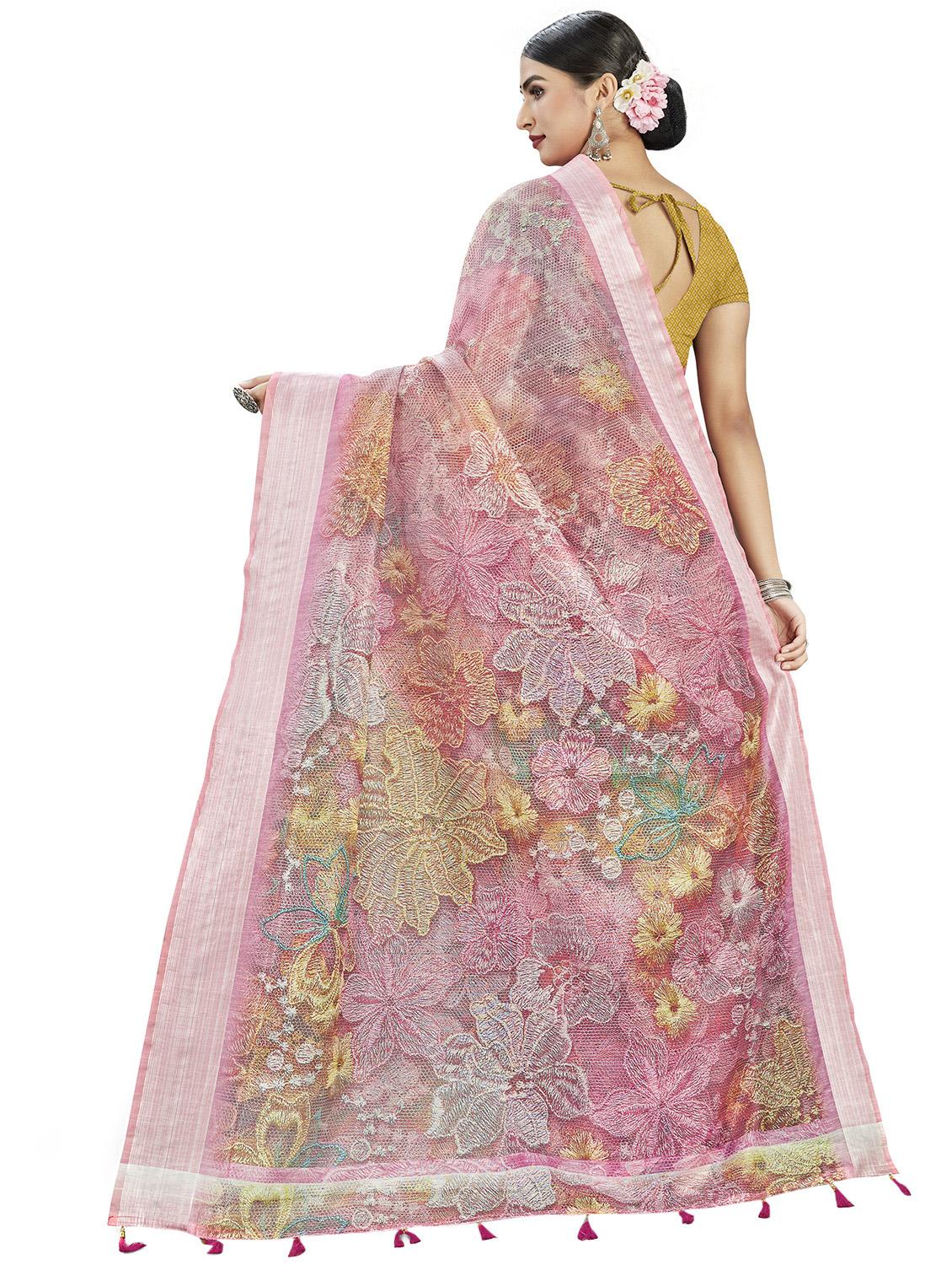 floral printed saree with blouse - 17458951 - Zoom Image - 2