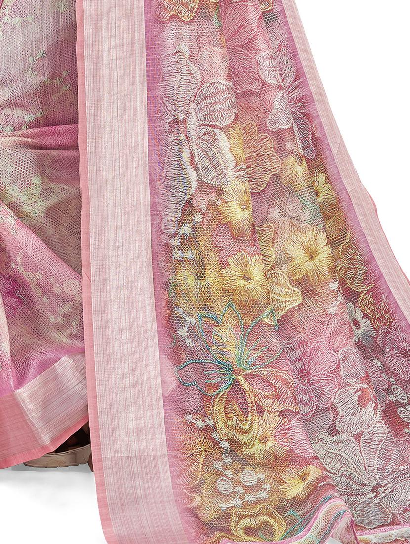 floral printed saree with blouse - 17458951 - Zoom Image - 4