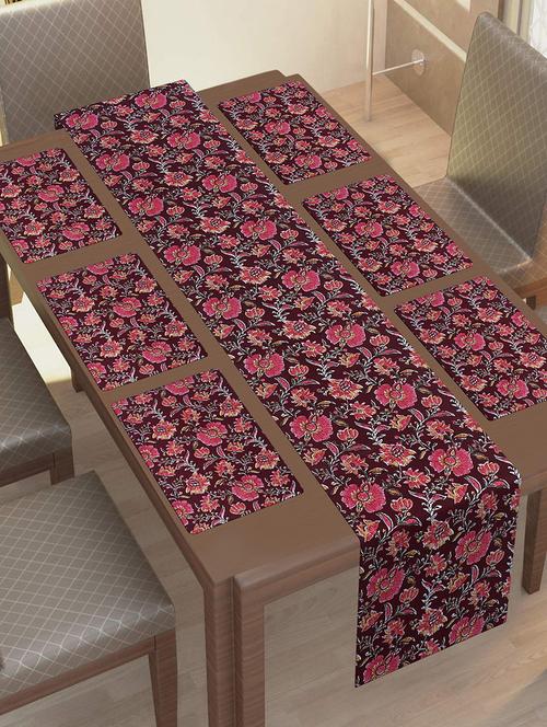 cotton jaipuri printed 6 table mat & 1 runner (set of 7 pcs) - 17458975 - Standard Image - 1