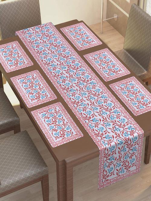 cotton jaipuri printed 6 table mat & 1 runner (set of 7 pcs) - 17458979 - Standard Image - 1