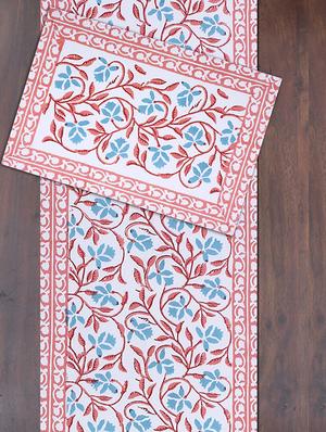 cotton jaipuri printed 6 table mat & 1 runner (set of 7 pcs) - 17458979 - Standard Image - 2