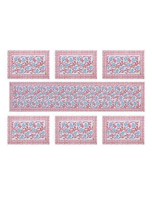 cotton jaipuri printed 6 table mat & 1 runner (set of 7 pcs) - 17458979 - Standard Image - 3