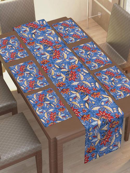 cotton jaipuri printed 6 table mat & 1 runner (set of 7 pcs) - 17458984 - Standard Image - 1