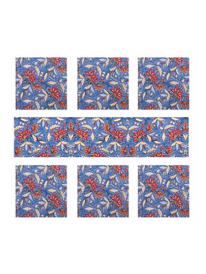 cotton jaipuri printed 6 table mat & 1 runner (set of 7 pcs) - 17458984 - Standard Image - 3