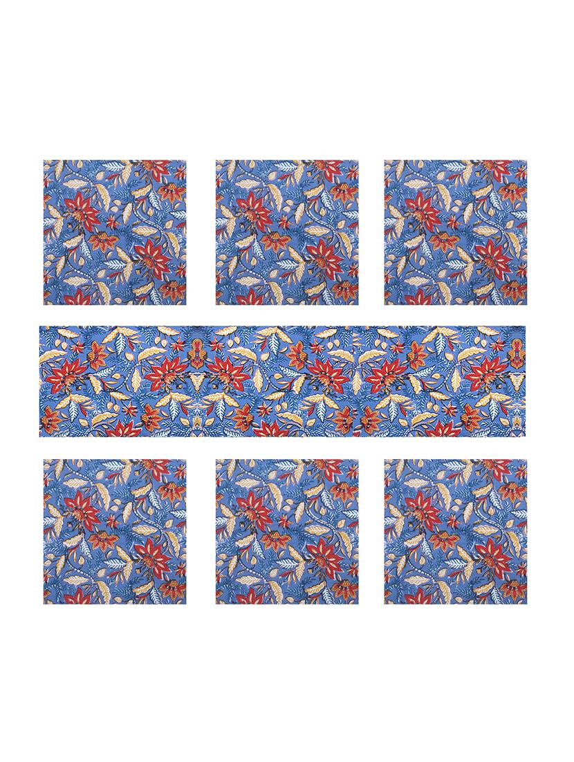 cotton jaipuri printed 6 table mat & 1 runner (set of 7 pcs) - 17458984 - Zoom Image - 3