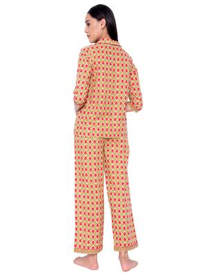 shirt collar printed nightwear pajama set - 17459003 - Standard Image - 3