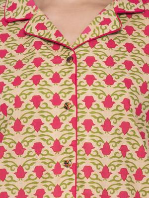 shirt collar printed nightwear pajama set - 17459003 - Standard Image - 5
