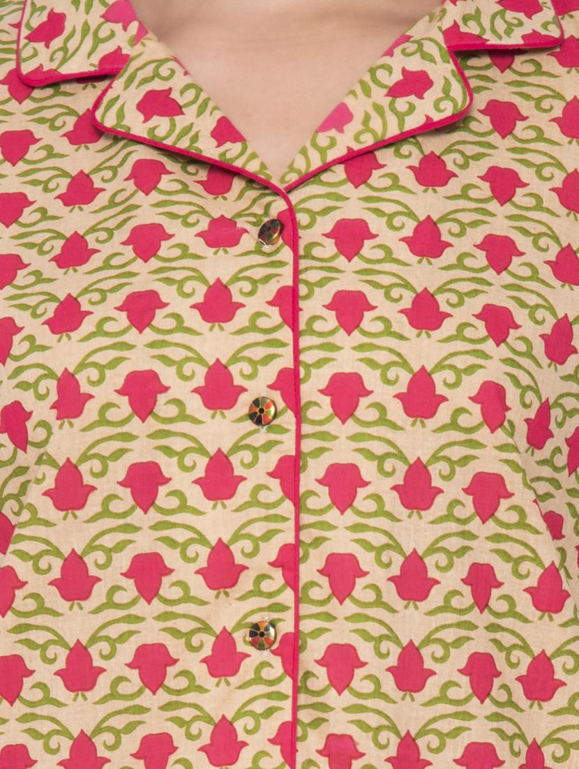 shirt collar printed nightwear pajama set - 17459003 - Zoom Image - 5