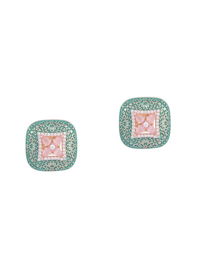 green brass studs earring - 17459063 - Zoom Image - 2