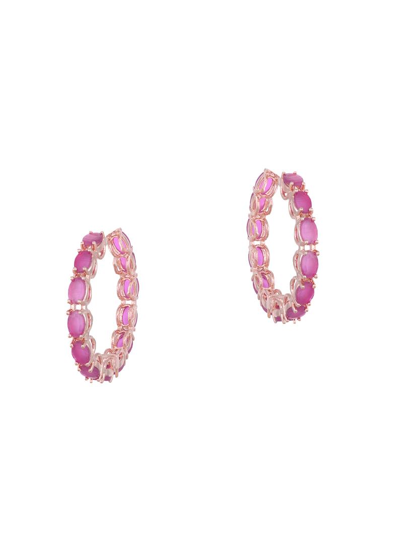 pink brass hoop earring - 17459072 - Zoom Image - 2
