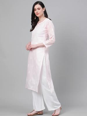 chikankari straight kurta - 17459247 - Standard Image - 3