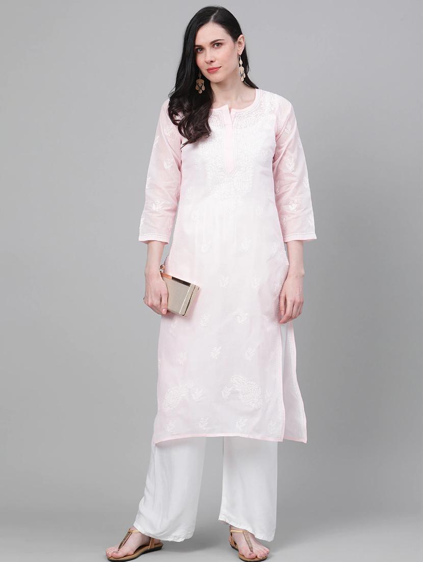 chikankari straight kurta - 17459247 - Zoom Image - 1