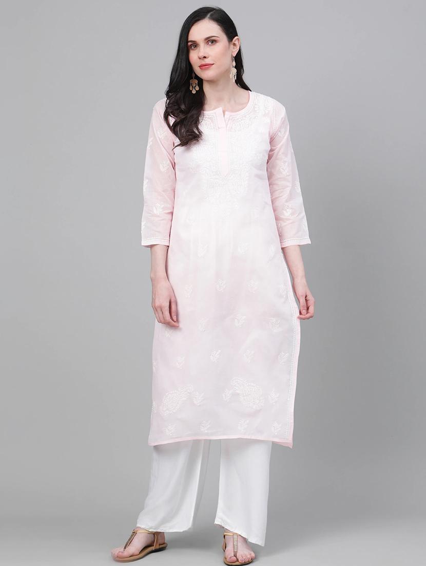 chikankari straight kurta - 17459247 - Zoom Image - 2