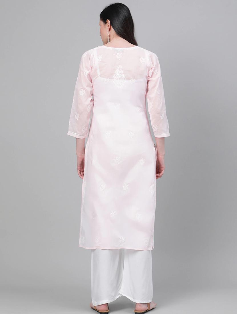 chikankari straight kurta - 17459247 - Zoom Image - 4