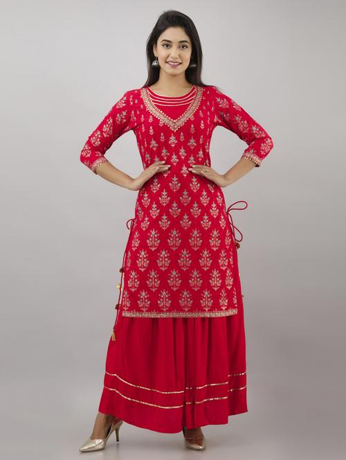 printed kurta skirt set - 17459329 - Standard Image - 1