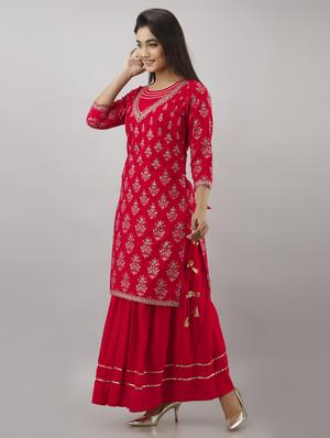 printed kurta skirt set - 17459329 - Standard Image - 2