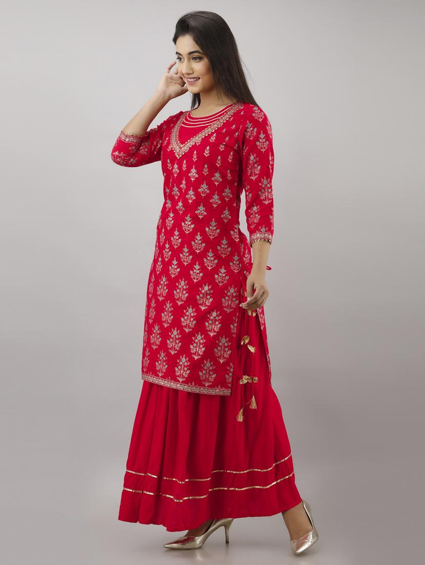 printed kurta skirt set - 17459329 - Zoom Image - 2