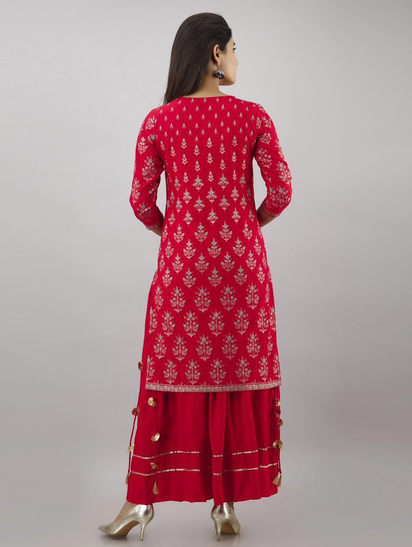 printed kurta skirt set - 17459329 - Zoom Image - 3