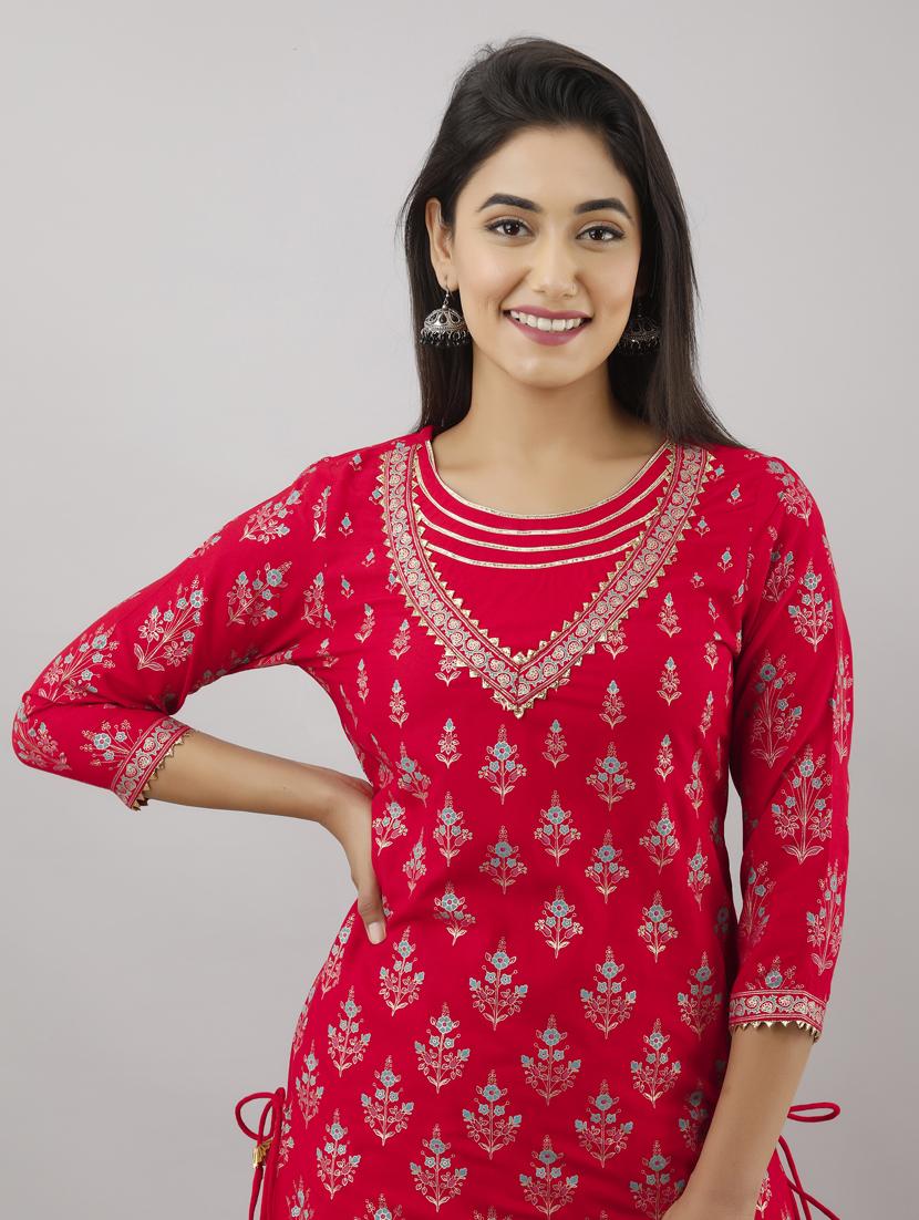 printed kurta skirt set - 17459329 - Zoom Image - 5