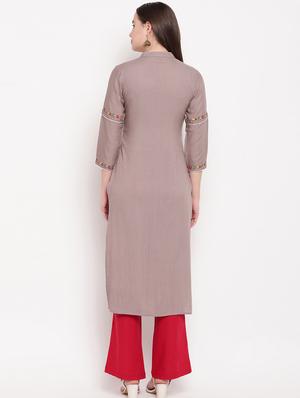 embroidered straight kurta - 17459448 - Standard Image - 3