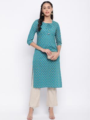 printed straight kurta - 17459480 - Standard Image - 4