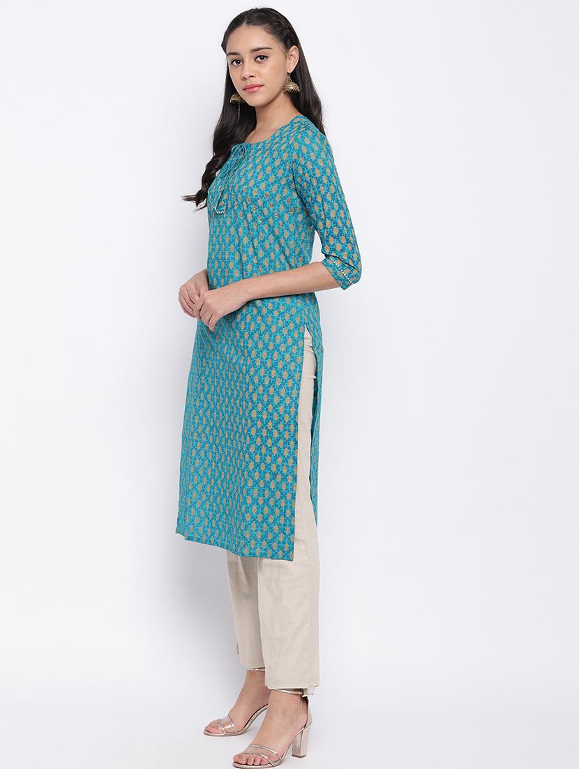 printed straight kurta - 17459480 - Zoom Image - 2