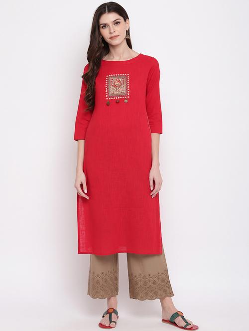solid straight kurta - 17459501 - Standard Image - 1