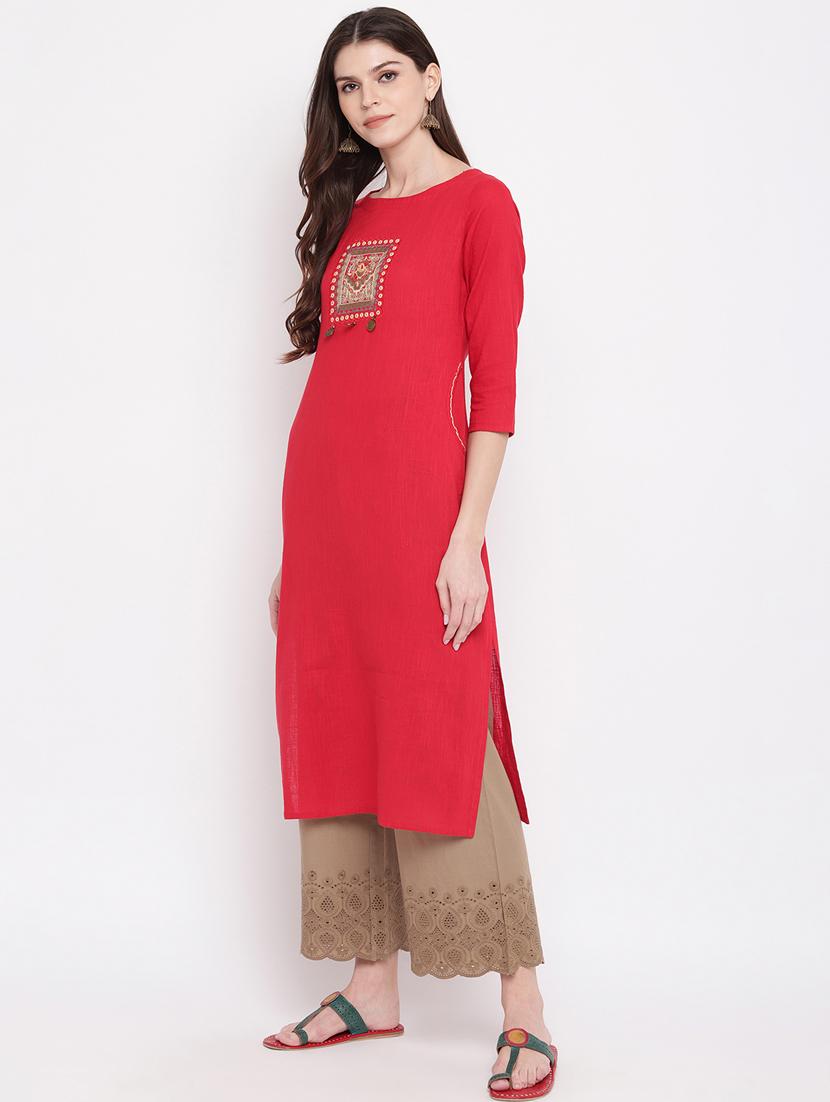 solid straight kurta - 17459501 - Zoom Image - 2